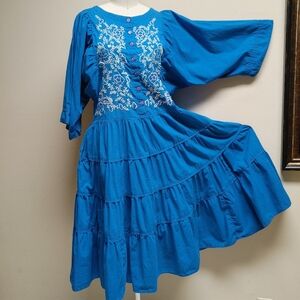 Vintage Marie Ellyse Royal Blue Tiered Dress M